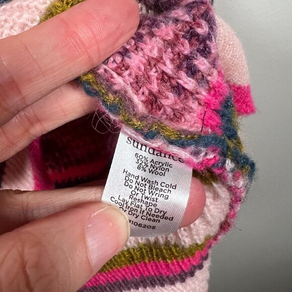 Sundance Wool Blend Sweater Size XS Pink Striped V-neck Cozy Comfy Pullover - Picture 8 of 8